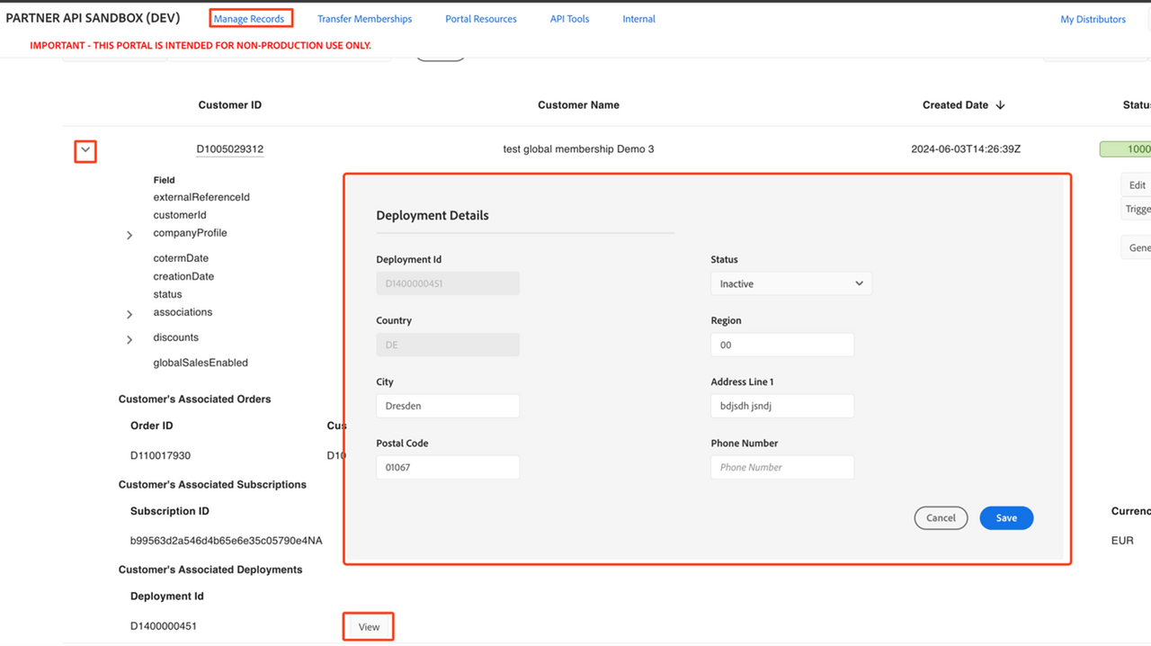 Viewing each deployment's details