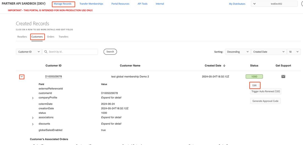 Customer details