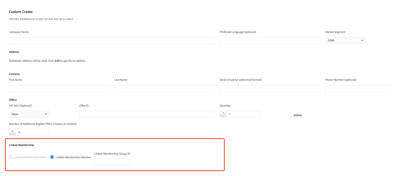 Creating membership with Linked Membership Member