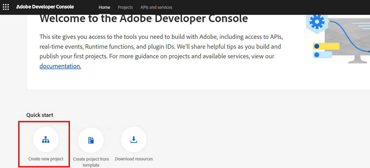 Create new project option
