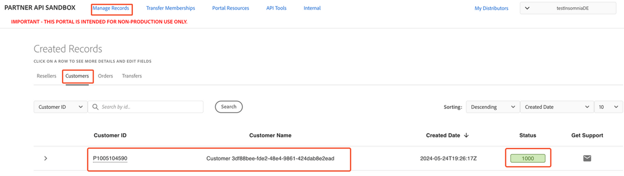 View customers in Sandbox