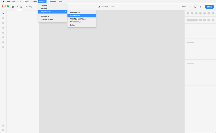 Menu example in XD