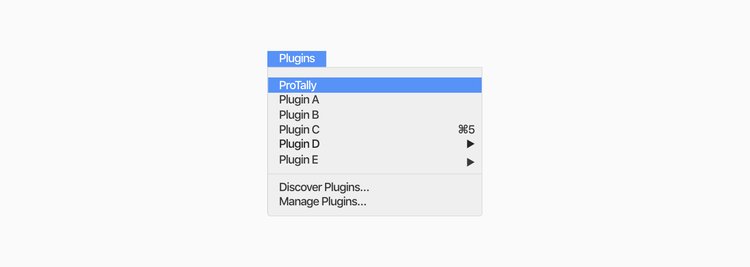 Top menu example in the menu bar